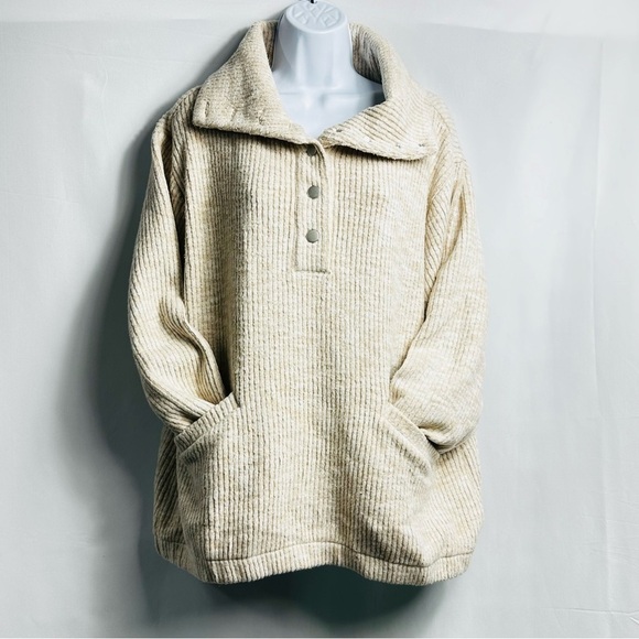 NWT Dylan Los Angeles Cali. Sz L Cream Cloudtip Corduroy Shawl Collar Pullover - Picture 4 of 12